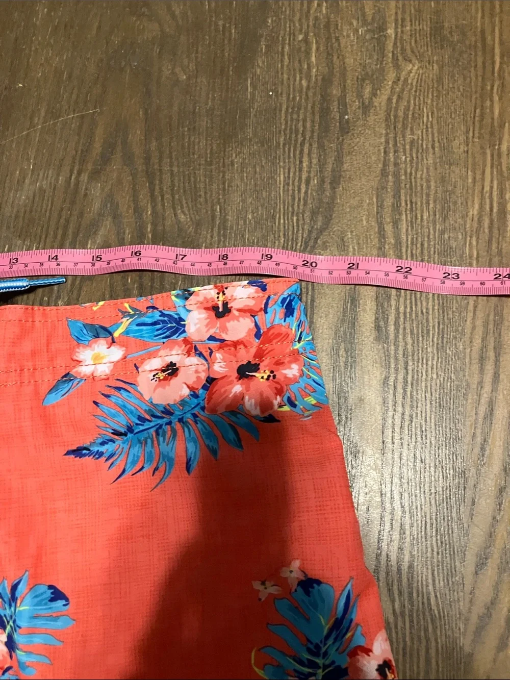 George Coral Swim Trunks with Blue Floral Print